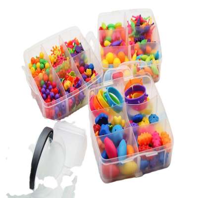 Children's Educational Toys DIY Handmade Pop Snap Beads Set Box With Tools